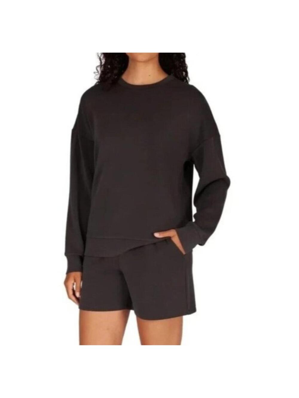 LazyPants Women's Luxe Crewneck Sweatshirt Charcoal size small